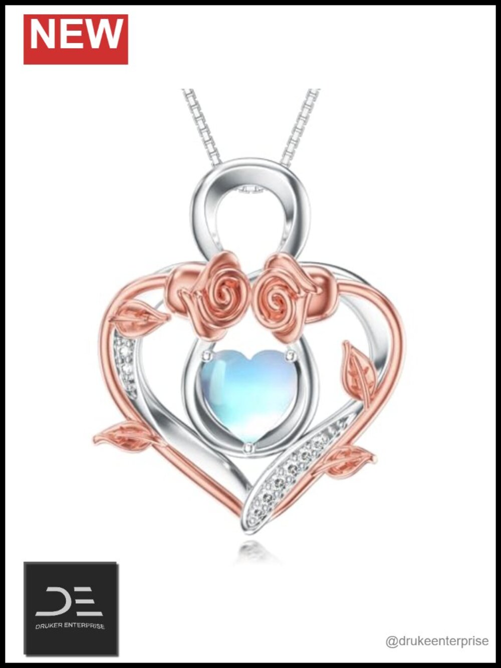 925 Sterling Silver Heart Birthstone Necklace 18in Gift for Mom